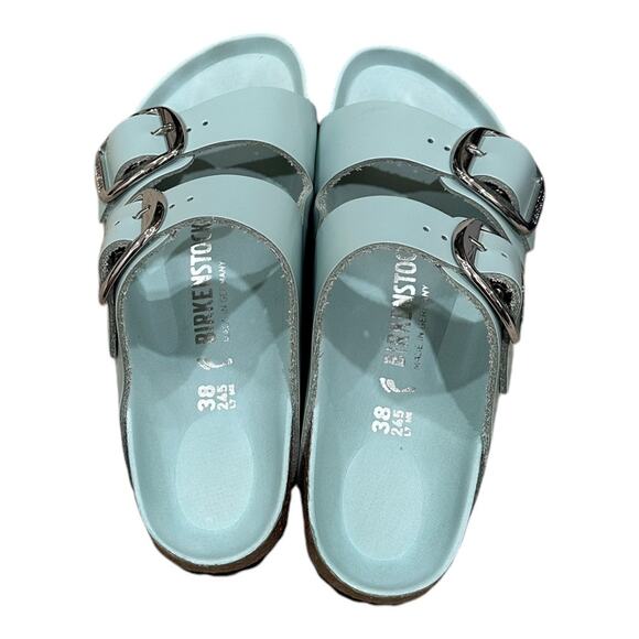 NIB Birkenstock Arizona Big Buckle Sandals High Shine Surf Green - Picture 3 of 6